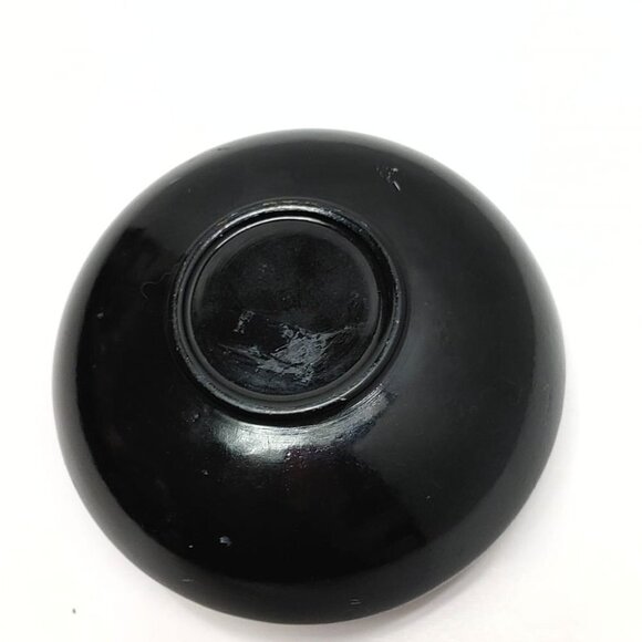 Black Wooden Russian Jewelry Folk Floral Box 80s Trinket Lidded Bowl handpainted - Picture 5 of 7